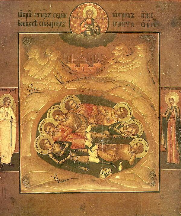 ✟Les Saints - Les Saintes du  Jour✟ - Page 14 Les-sept-saints-dormants-d-ephese-icone-grecque-du-xe-1